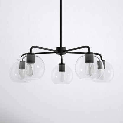 YANSUN 5-Light Black Chandelier Light Fixture with Accessories for Elegant Home Decor??Bulbs and Lampshade not Included????¡ì?o?????¡ì?o?