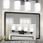 YANSUN 27 in. 4-Light Matte Black Cylinder Glass Shade Vanity Light with Dimmable for Bathroom No Bulbs Included