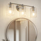 YANSUN 20 in. 3-Light for Bathroom Vanity Light Polished Nickel with Clear Seedy Glass Shade Dimmable for Vanity Powder Room