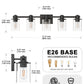 YANSUN 32 in. 5-Light Black Metal Vanity Light with Clear Glass Shade and No Bulbs Included