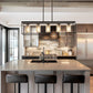 YANSUN Modern 5-Light Matte Black Island Pendant Light with Clear Glass Shades, Adjustable Chain, No Bbs Included
