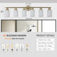 YANSUN Golden Modern Minimalist Bathroom Vanity Light, 6-Light Wall Sconce, Iron & Glass, E26 Base, Hard-Wired (Bulbs Not Included)