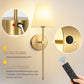 YANSUN 8 in. 1-Light gold Wall Sconce Lamp, Indoor with White Fabric Shade Suitable for Living Room (2-Pack)