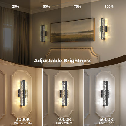 YANSUN 5 in. 2-Pack Black Square Integrated LED Vanity Light with Remote, Dimmable Modern Wall Sconce for Bedroom or Hallway