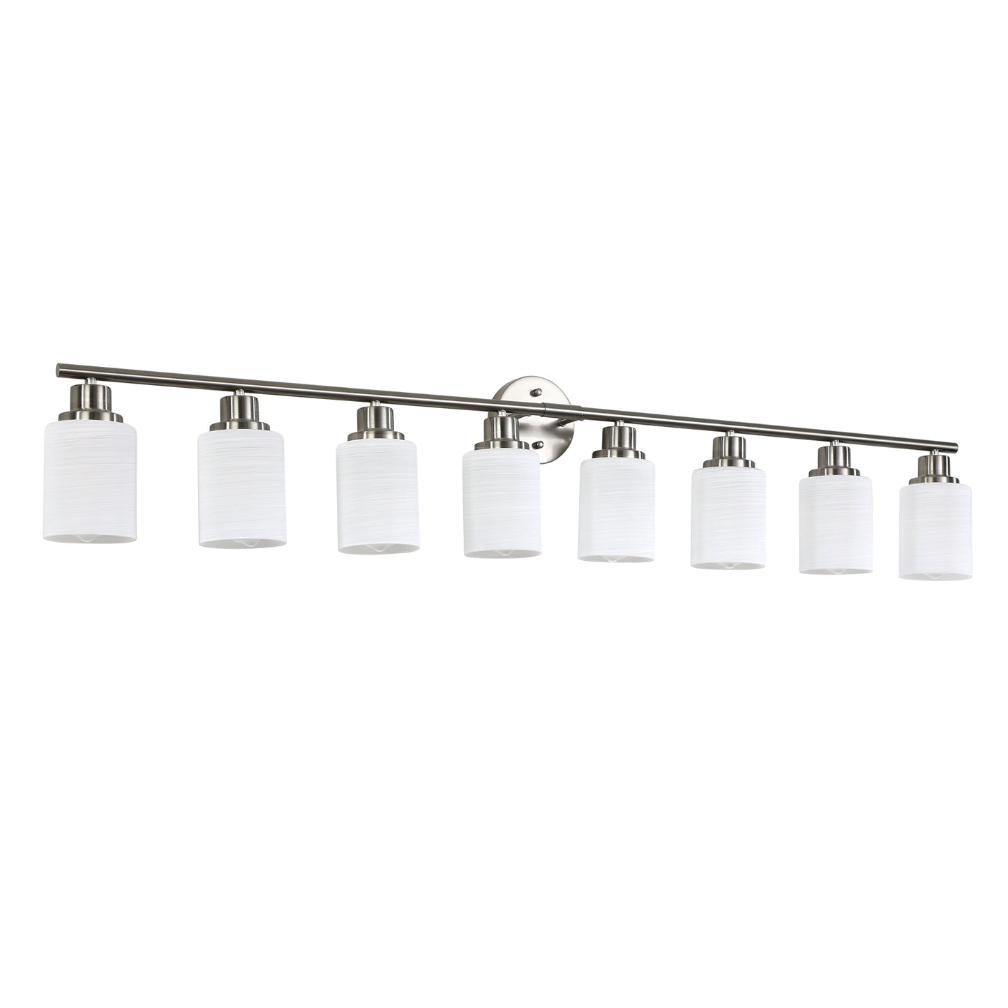 YANSUN Modern 8-Light Vanity Wall Sconce, Brushed Nickel Finish with Frosted Glass Shades for Bathroom or Hallway Lighting (No Bulbs)