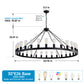 YANSUN 64in. Matte Black Wagon Wheel Chandelier 30-Light E26 Farmhouse Industrial Pendant Light for High Ceiling Dining Room (No Bulbs)
