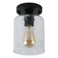 YANSUN Retro 5.51 in. 1-Light Black Vintage Semi-Flush Mount with Clear Glass Shade and No Bulb Included