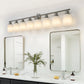 YANSUN Modern 8-Light Vanity Wall Sconce, Brushed Nickel Finish with Frosted Glass Shades for Bathroom or Hallway Lighting (No Bulbs)