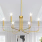 YANSUN 28 in. Gold 6-Light Farmhouse Rustic Candle Ceiling Chandelier, Adjustable Height for Dining Room Living Room and Foyer