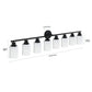 YANSUN Black & White Modern Bathroom Vanity Light, 8-Light Wall Sconce, Iron & Frosted Glass, E26 Base, Hard-Wired (Bulbs Not Included)