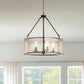 YANSUN 5-Light Black Drum Chandelier Pendant Light with Glass Shade and E12 Base for Dining Room, No Bulbs Included