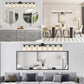 YANSUN Black & White Modern Bathroom Vanity Light, 8-Light Wall Sconce, Iron & Frosted Glass, E26 Base, Hard-Wired (Bulbs Not Included)