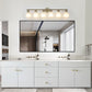 YANSUN Golden Modern Minimalist Bathroom Vanity Light, 6-Light Wall Sconce, Iron & Glass, E26 Base, Hard-Wired (Bulbs Not Included)