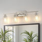 YANSUN 32 in. 4 Light Brushed Nickel Vanity Light with Clear Glass Cylinder Shades for Bathroom or Dressing Area