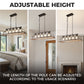 YANSUN 5-Lights Rustic Wood Gray Chandelier Kitchen Island Pendant Light with E26 Base for Kitchen Dining Room No Bulb Included