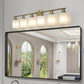 YANSUN Golden Modern Minimalist Bathroom Vanity Light, 6-Light Wall Sconce, Iron & Glass, E26 Base, Hard-Wired (Bulbs Not Included)