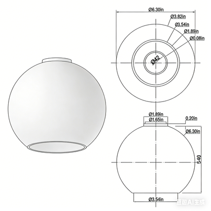 YANSUN 3-Pack Milk White Round Clear Glass Lamp Shades - Universal Replacement for Vanity Lights & Chandeliers (Bulbs Not Included)