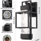 YANSUN 1-Light Black Outdoor Wall Lantern Sconce with Water Glass Shade, Hardwired Fixture with Photocell Sensor for Porche