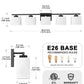 YANSUN 40 in. 5 Light Matte Black Vanity Light with White Glass Shades for Bathroom and No Bulbs Included