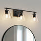 YANSUN 25.4 in. 3 Light Black Vanity Light with Clear Cone Shades Modern Wall Light for Bathroom Mirror E26 Base