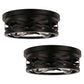 YANSUN 11 in. Black Industrial Metal Frame Flush Mount Ceiling Light with Drum Metal Cage Shade E26 Base (Bulbs Not Included)