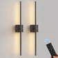 YANSUN 2-Pack 28.3in Rechargeable LED Wall Sconce Matte Black Indoor Wall Light with Remote Motion Sensor Dimmable 3CCT Night Light