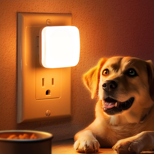 YANSUN 2-Pack Plug-In Light Sensor Night Light, 0.3W Square Amber Glow, Non-Dimmable Small Lighting for Hallway & Bedroom
