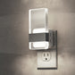 YANSUN 2-Pack Plug-In Night Lights with Frosted Acrylic Columns, Brushed Nickel Finish, 5000K White Light, Dimmable