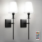 YANSUN 6 in. 1-Light Black Metal LED Dry Rated Vanity Light Bar with Bell Fabric Shade Dimmable