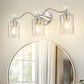 YANSUN 24 in. 3 Light Brushed Nickel Vanity Light with Cylinder Clear Glass Shades