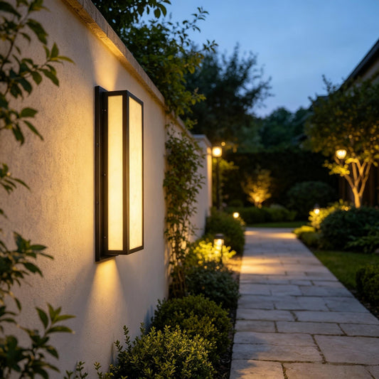 YANSUN 24.8in LED Outdoor Wall Light 30W IP65 Waterproof Marble Resin Sconce 3000K Modern Exterior Fixture