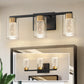 YANSUN 18 in. 3 Light Black and Gold LED Vanity Light Bar with Glass Shades and 3CCT Dimmable Function