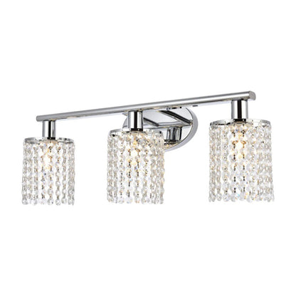 Crystal Bathroom Light fixtures Or 3 Light Wall Sconces Matte Black Round Base with Modern Style Crystal Pendant (Sliver)