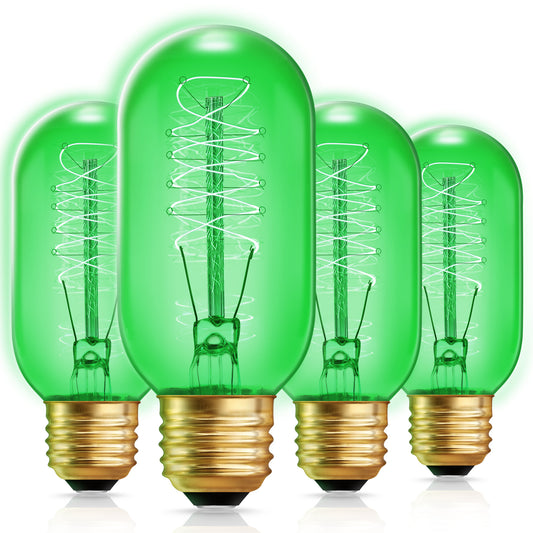 Edison Bulbs,40W Vintage Edison Light Bulb, Green Edison Light Bulb [4 Pack], Dimmable Colored Filament Bulb for Outdoor and Indoor, Holiday Decor, Party, Bar,? Halloween Christmas,4 Pack