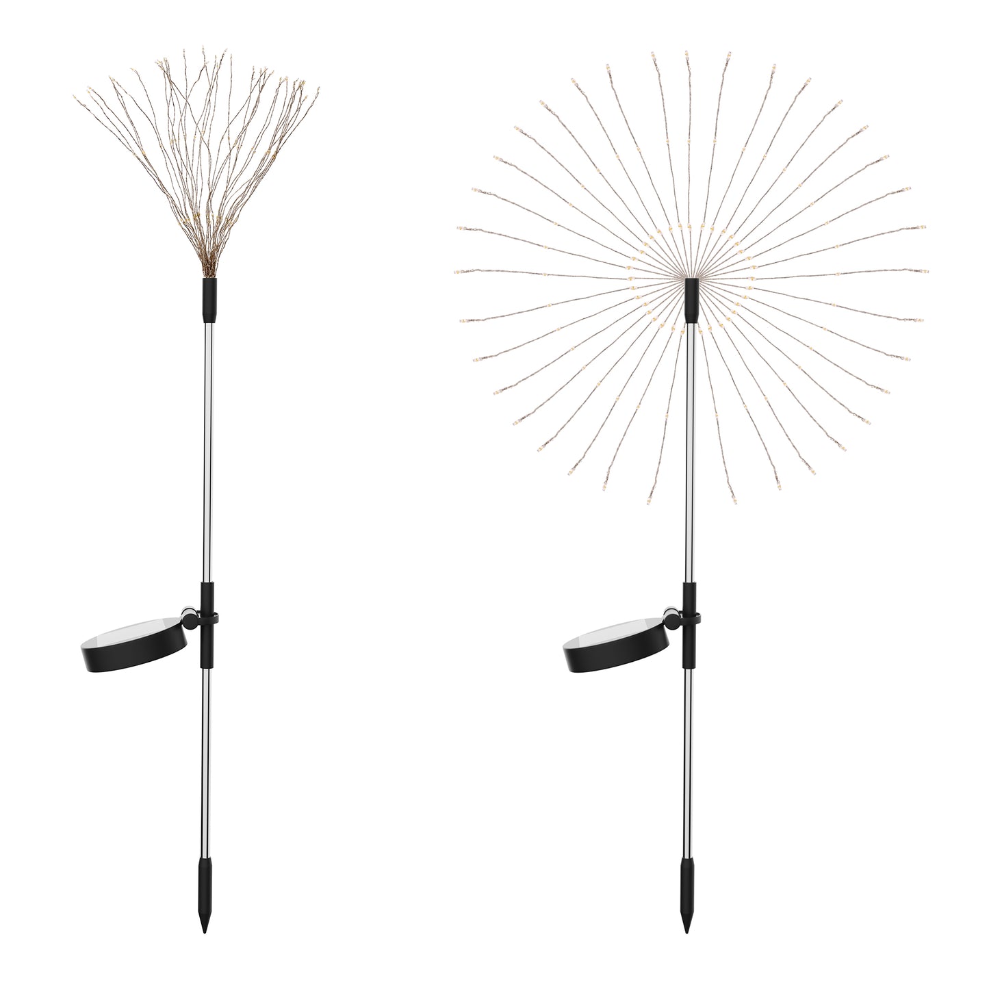2PCS Solar Firework Garden Lights Outdoor Waterproof for Pathway Lawn Yard Decorations, Outside Sparkles Flowers Night Light, Wedding Party Holiday Christmas Decorative Lights