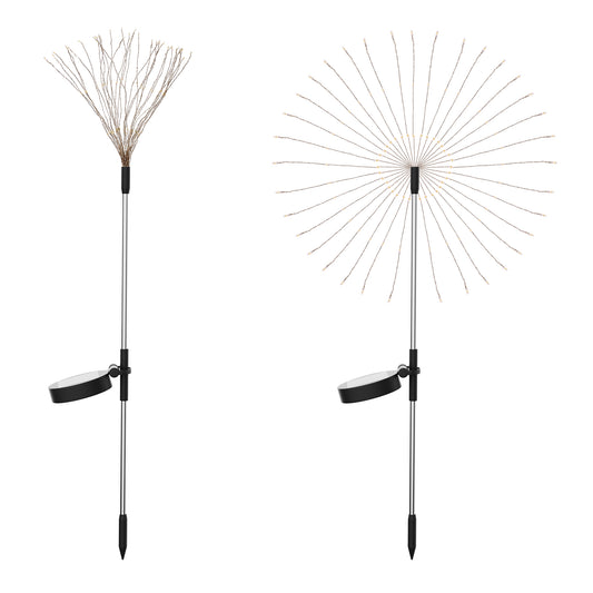 2PCS Solar Firework Garden Lights Outdoor Waterproof for Pathway Lawn Yard Decorations, Outside Sparkles Flowers Night Light, Wedding Party Holiday Christmas Decorative Lights